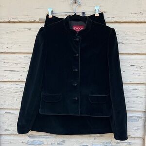 Vintage Vidal Sassoon Black Velvet Suit Skirt Jacket 8/9 Vamp Steampunk Goth